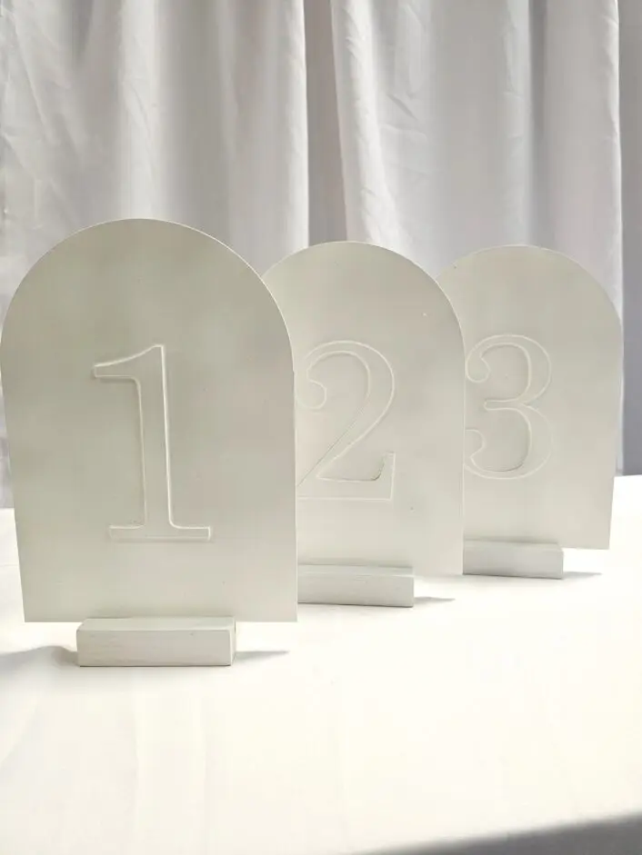 Acrylic Arch Table Numbers - White